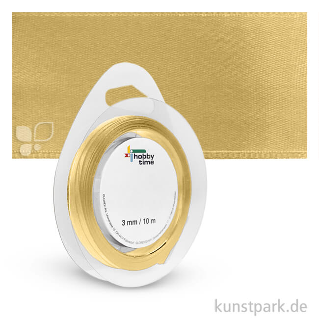 Artikelbild 1 des Artikels “Satinband - 3 mm Breite - 10 m Länge Einzelfarbe | Gold“