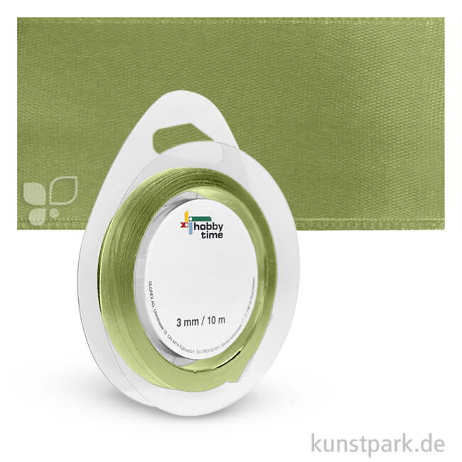 Artikelbild 1 des Artikels “Satinband - 3 mm Breite - 10 m Länge Einzelfarbe | Hellgrün“