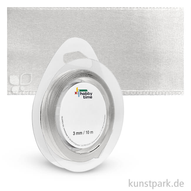Artikelbild 1 des Artikels “Satinband - 3 mm Breite - 10 m Länge Einzelfarbe | Silber“