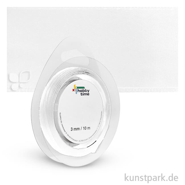 Artikelbild 1 des Artikels “Satinband - 3 mm Breite - 10 m Länge Einzelfarbe | Weiß“