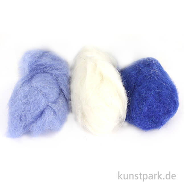 Artikelbild 1 des Artikels “Schafwolle - Blau-Mix, 3x10g sortiert “