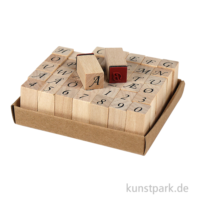 Artikelbild 1 des Artikels “Holzstempel - Alphabet Romantik, 1,3 cm, 42 Stück sortiert “