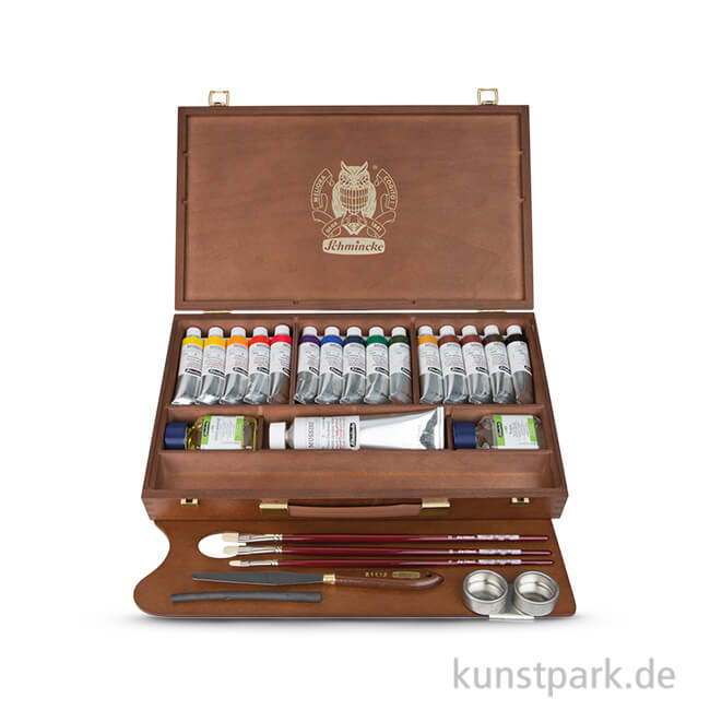 Artikelbild 1 des Artikels “Schmincke MUSSINI Ölfarben - Großer Holzkasten, 15x35 ml, Zubehör “