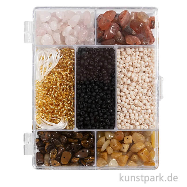 Artikelbild 1 des Artikels “Schmuckperlen Mix mit Zubehör, Kristalle, Beige, Braun, Rosa, Schwarz “