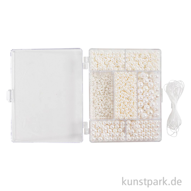Artikelbild 1 des Artikels “Schmuckperlen Mix mit Zubehör, Wachsperlen Perlmuttweiß “