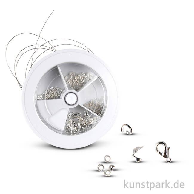 Artikelbild 1 des Artikels “Schmuckstarter Set mit Schmuckdraht und 100 Teilen versilbert “