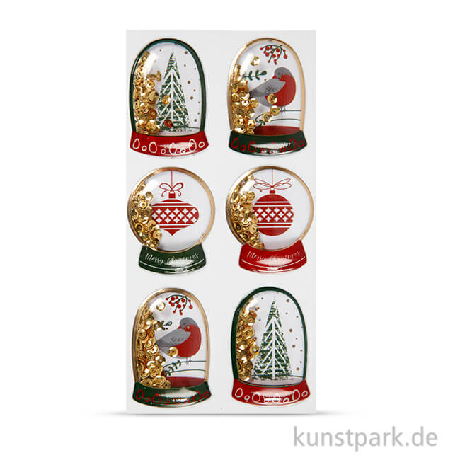 Artikelbild 1 des Artikels “Schüttel-Sticker - Vögel-Christbaumkugel,  49x32 - 45x36 mm, 6 Stück - Gold “
