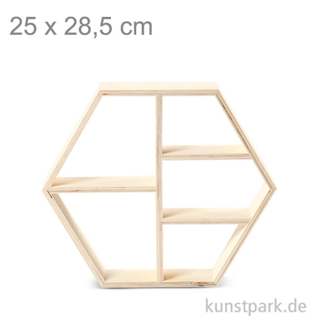 Artikelbild 1 des Artikels “Sechseckiges Regal aus Holz mit 5 Fächern 25 x 28,5 cm“