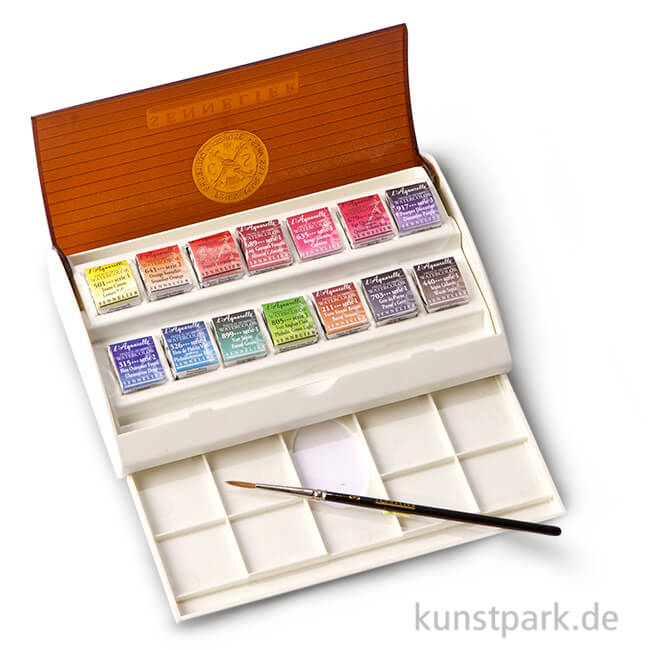 Artikelbild 1 des Artikels “Sennelier Aquarell - Reisekasten mit 14 1/2 Näpfchen und Pinsel “