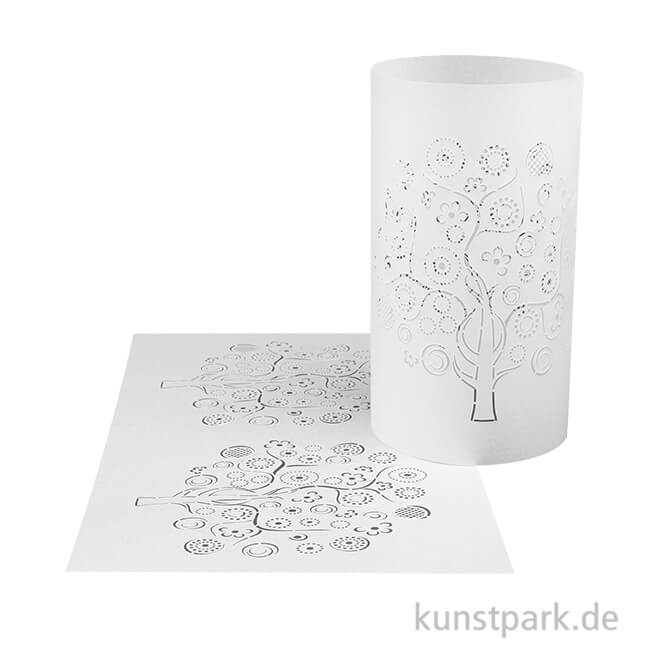 Artikelbild 1 des Artikels “Silhouetten-Tischlichter Filigrano, Baum, Transparentpapier Weiß “