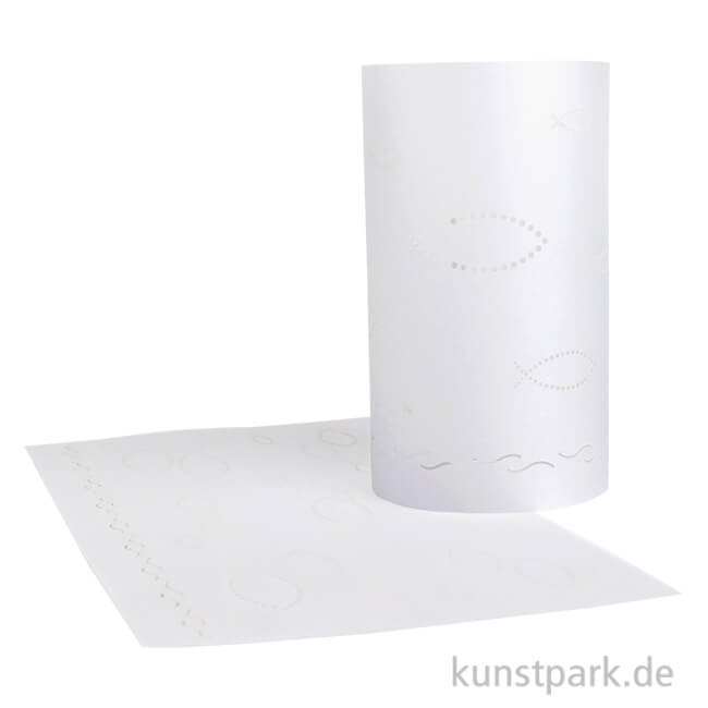 Artikelbild 1 des Artikels “Silhouetten-Tischlichter Filigrano, Christliche Fische, Weiß “