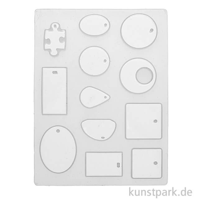Artikelbild 1 des Artikels “Silikon Gießform - 12 Schmuck Anhänger, 25-40 x 6 mm “