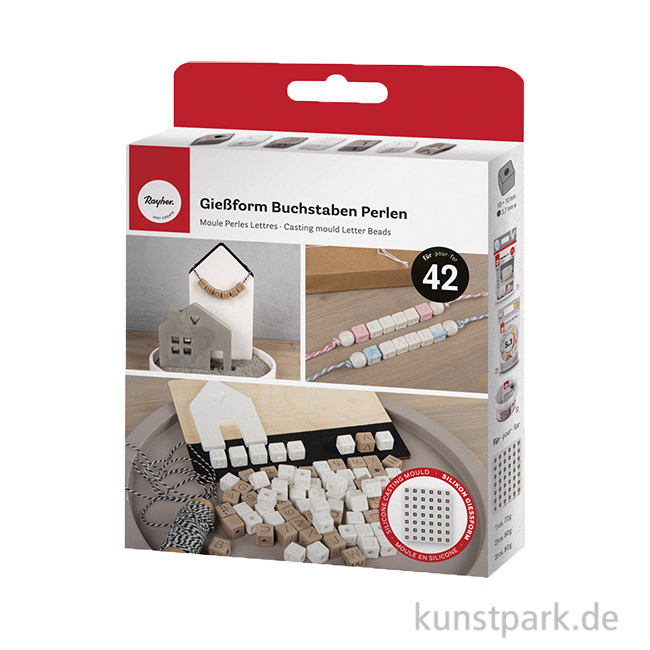 Artikelbild 1 des Artikels “Silikon Gießform - Buchstaben Perlen mit Zahlen, 42 Motive, 10 x 10 mm “