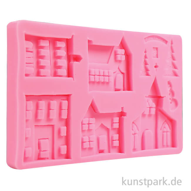 Artikelbild 1 des Artikels “Silikon-Gießform - Häuser, 20,5 x 11,7 x 1,5 cm “