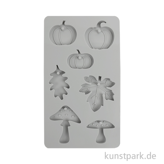 Artikelbild 1 des Artikels “Silikon Gießform - Kürbis, Pilz, Blatt, 7 Motive, 14,5 x 26 x 1 cm “