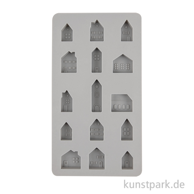 Artikelbild 1 des Artikels “Silikon Gießform - Mini Häuser, 15 Motive, 14,5 x 26 x 2 cm “