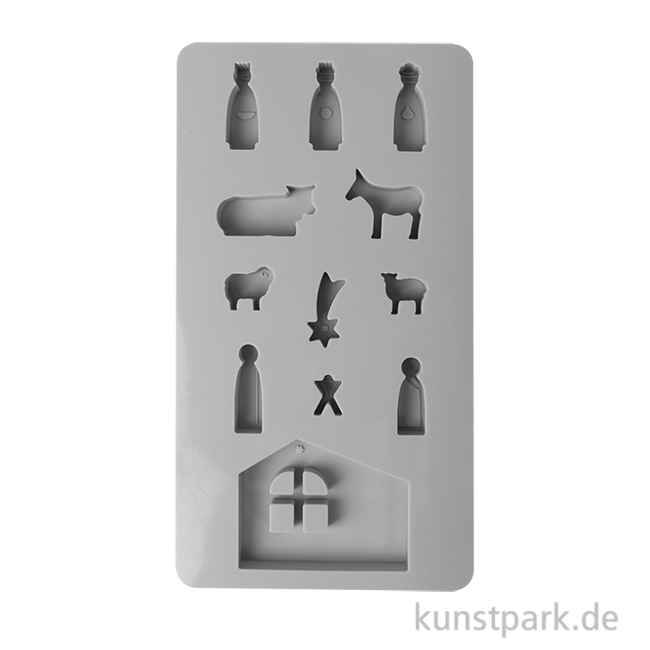 Artikelbild 1 des Artikels “Silikon Gießform - Mini Krippe, 12 Motive, 14,5 x 26 x 1 cm “