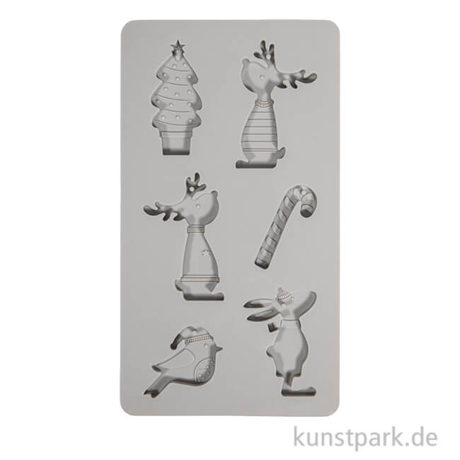 Artikelbild 1 des Artikels “Silikon Gießform - Rentierfreunde, 6 Motive, 14,5 x 26 x 1 cm “