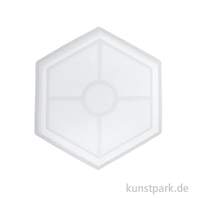 Artikelbild 1 des Artikels “Silikon Gießform Untersetzer sechseckig, ø 10-11,5 cm, Höhe 1,3 cm “