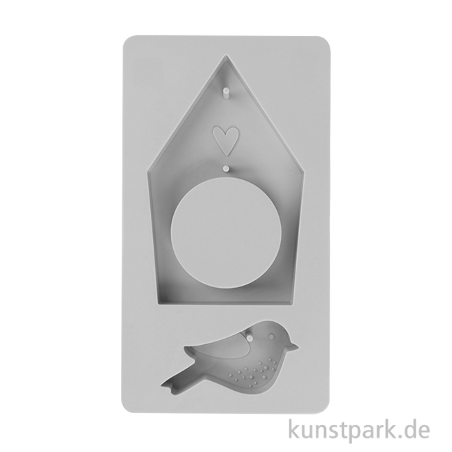Artikelbild 1 des Artikels “Silikon Gießform - Vogelhaus + Vogel, 14,5 x 26 x 2 cm “