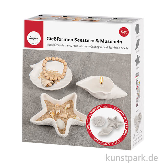 Artikelbild 1 des Artikels “Silikon Gießformen Set - Seestern + Muscheln, Dekoschalen, 3-teilig “