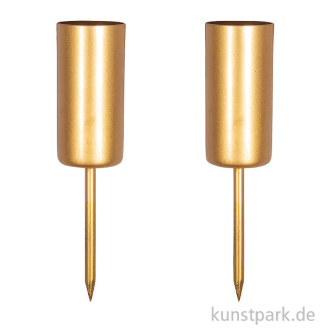 Artikelbild 1 des Artikels “Stabkerzenhalter zum Stecken, 2,3 cm ø, Länge 5 cm, 2 Stück, Gold “