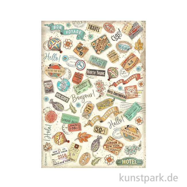 Artikelbild 1 des Artikels “Stamperia Reispapier - Art of Travelling Labels, DIN A4 “