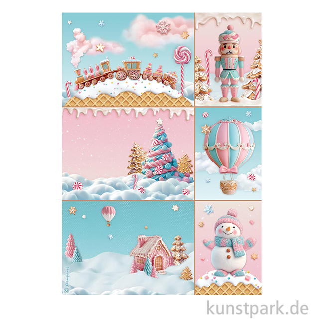 Artikelbild 1 des Artikels “Stamperia Reispapier - Candy Christmas Cards, DIN A4 “