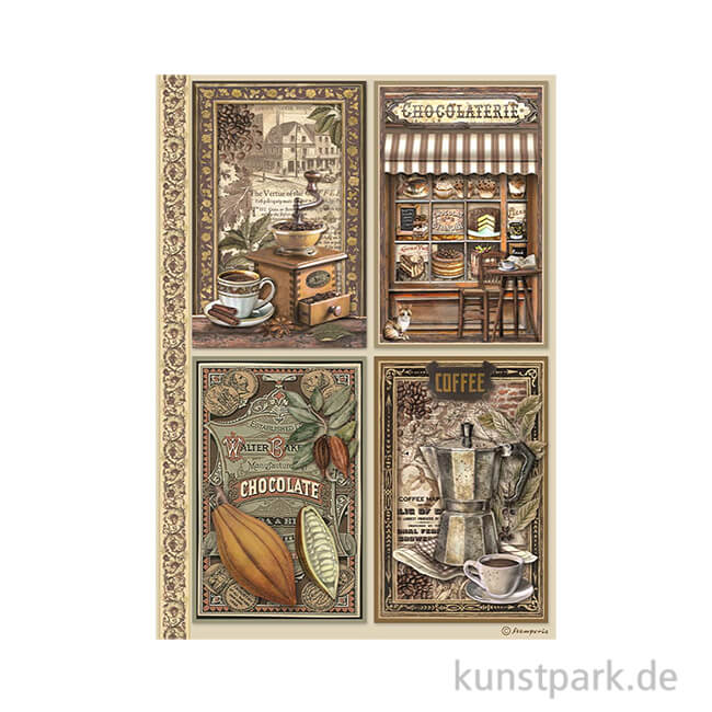 Artikelbild 1 des Artikels “Stamperia Reispapier - Coffee and Chocolate 4 Cards, DIN A4 “