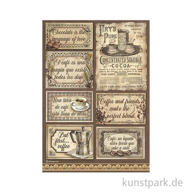 Artikelbild 1 des Artikels “Stamperia Reispapier - Coffee and Chocolate Labels, DIN A4 “