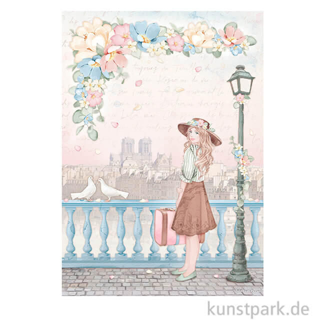 Artikelbild 1 des Artikels “Stamperia Reispapier - Create Happiness Oh la la Girl Suitcase, DIN A4 “