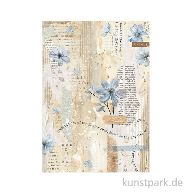 Artikelbild 1 des Artikels “Stamperia Reispapier - Create Happiness Secret Diary Blue Flower, A4 “