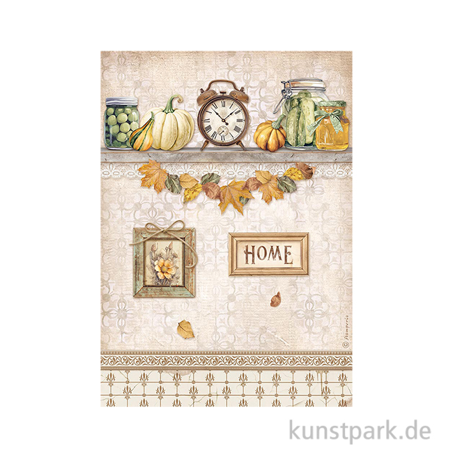 Artikelbild 1 des Artikels “Stamperia Reispapier - Golden Harmony Clock Pumpkins, DIN A4 “