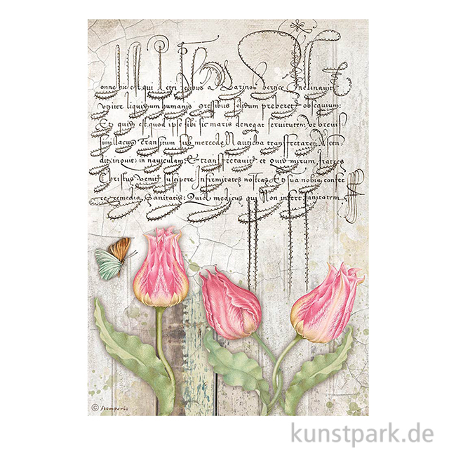 Artikelbild 1 des Artikels “Stamperia Reispapier - Romantic Garden House Tulips, DIN A4 “