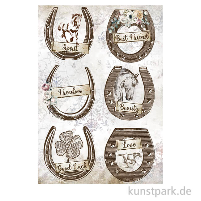 Artikelbild 1 des Artikels “Stamperia Reispapier - Romantic Horses Horseshoes, DIN A4 “