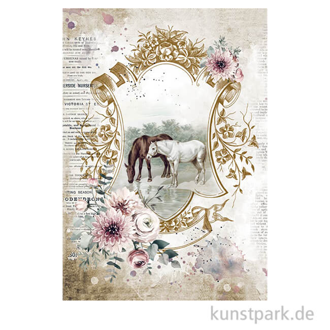 Artikelbild 1 des Artikels “Stamperia Reispapier - Romantic Horses Lake, DIN A4 “