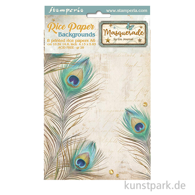 Artikelbild 1 des Artikels “Stamperia Reispapier Selection - Masquerade Backgrounds, A6 “