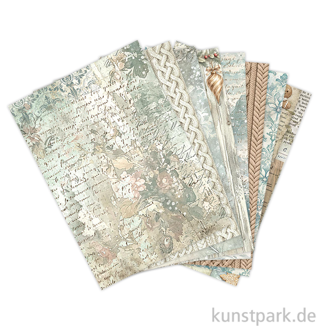 Artikelbild 1 des Artikels “Stamperia Reispapier Selection - White Christmas Backgrounds, A6 “