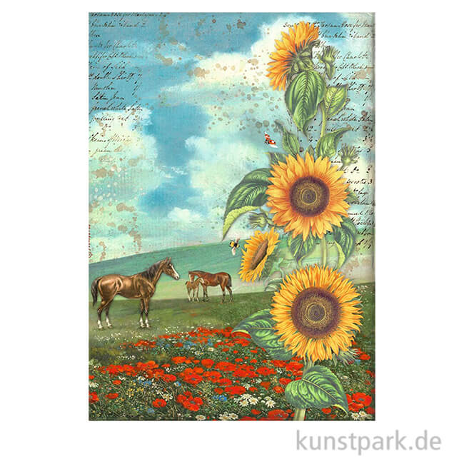 Artikelbild 1 des Artikels “Stamperia Reispapier - Sunflower Art Horses, DIN A4 “
