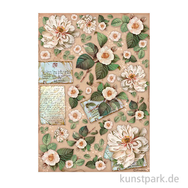 Artikelbild 1 des Artikels “Stamperia Reispapier - Vintage Library Flowers and Letters, DIN A4 “