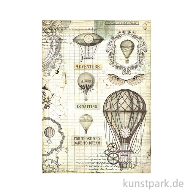 Artikelbild 1 des Artikels “Stamperia Reispapier - Voyages Fantastiques Balloon, DIN A4 “