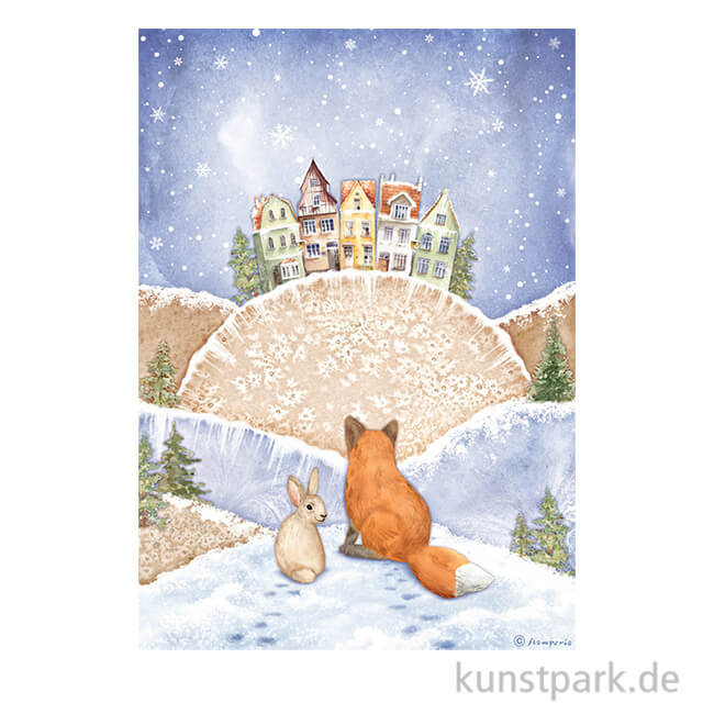 Artikelbild 1 des Artikels “Stamperia Reispapier - Winter Valley Fox and Bunny, DIN A4 “