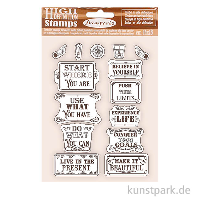 Artikelbild 1 des Artikels “Stamperia Rubber Stamps - Lady Vagabond Lifestyle Quotes, 14 x 18 cm “