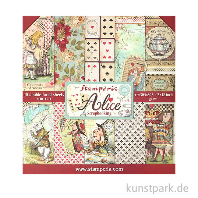 Artikelbild 1 des Artikels “Stamperia Scrapbooking Pad - Alice, 30,5 x 30,5 cm, 10 Blätter “