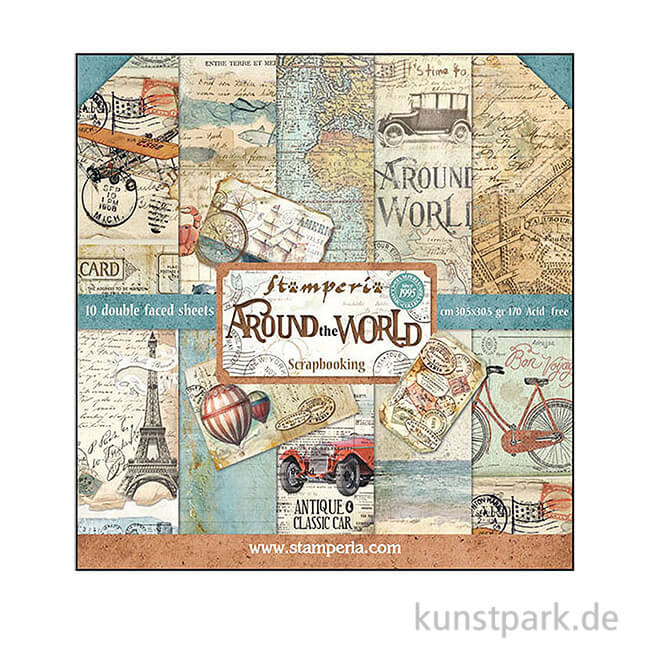 Artikelbild 1 des Artikels “Stamperia Scrapbooking Pad - Around the World, 30,5 x 30,5 cm, 10 Blatt “