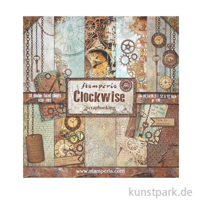 Artikelbild 1 des Artikels “Stamperia Scrapbooking Pad - Clockwise, 30,5 x 30,5 cm, 10 Blatt “