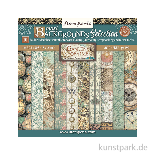 Artikelbild 1 des Artikels “Stamperia Scrapbooking Pad - Gardens of Time Backgrounds, 30,5 cm “