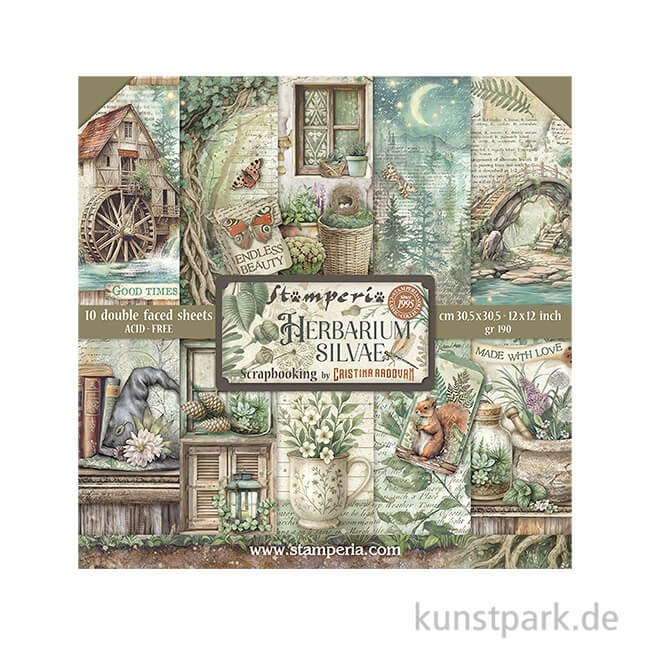 Artikelbild 1 des Artikels “Stamperia Scrapbooking Pad - Herbarium Silvae, 30,5 x 30,5 cm “