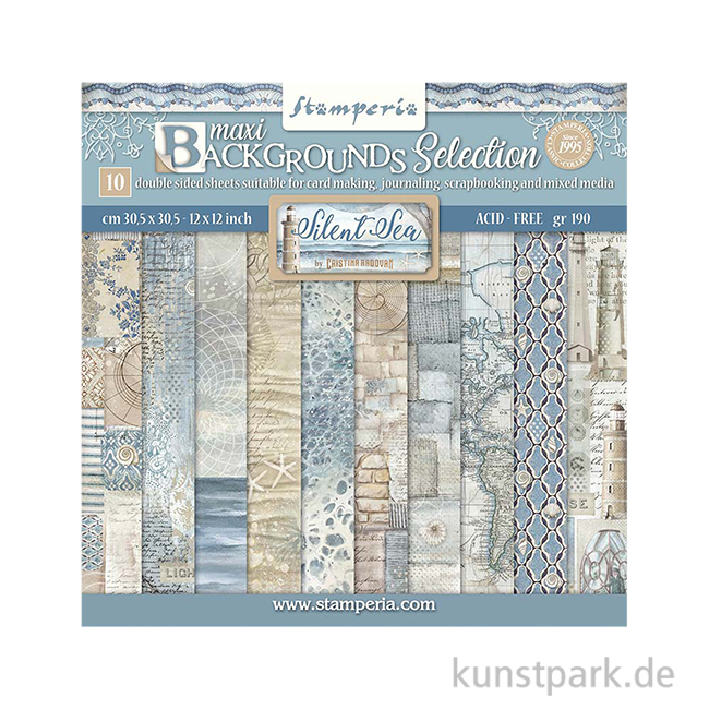 Artikelbild 1 des Artikels “Stamperia Scrapbooking Pad - Silent Sea Backgrounds, 30,5 x 30,5 cm “