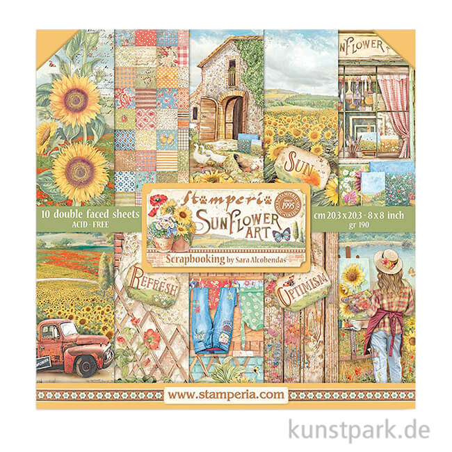 Artikelbild 1 des Artikels “Stamperia Scrapbooking Pad - Sunflower Art, 20,3 x 20,3 cm “